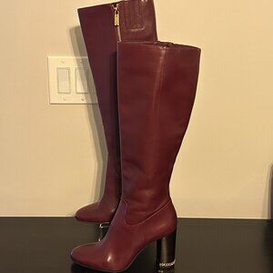 NEW Womens MICHAEL KORS Sz 8.5 Burgundy Walker Leather Boots